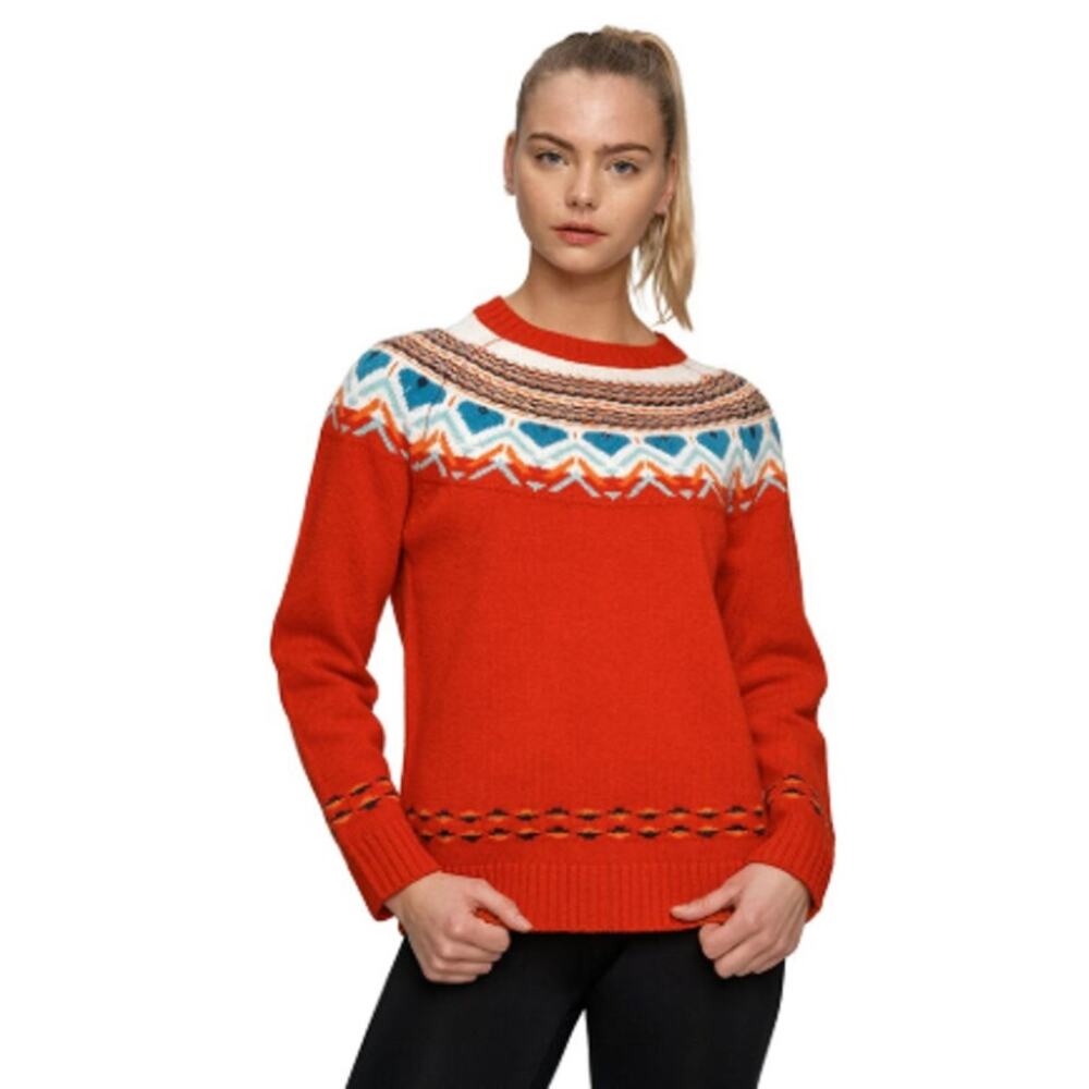 Kari Traa Sundve Sweater Fair Isle Wool Blend Crewneck Sweater Med
